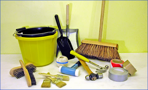 The Godmother brought a small selection of her own scrubbing brushes, in case my own hoard was inaequate