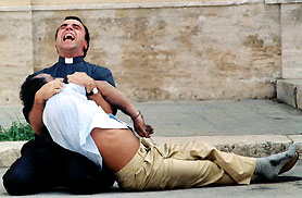 A scene from the film "Brancaccio", which tells the life story of Padre Puglisi. Click on the photo to go to my post on his life. 