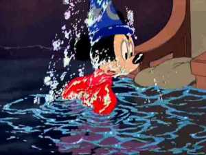 mickey in water