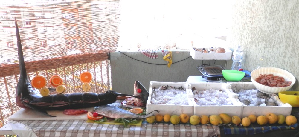 SicilianHosewife - fishmonger stall with swordfish