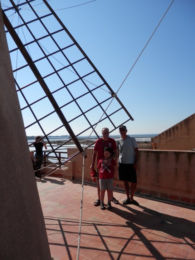 When the windmills are required to turn, canvas sails are lashed onto the wooden framework.